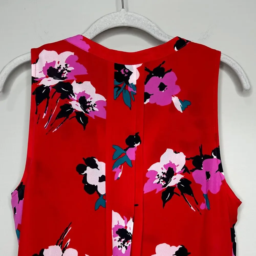 NWT 41 Hawthorn Breyson Pleated Sleeveless Red Floral Shirt Size M Stitch Fix - Picture 8 of 9